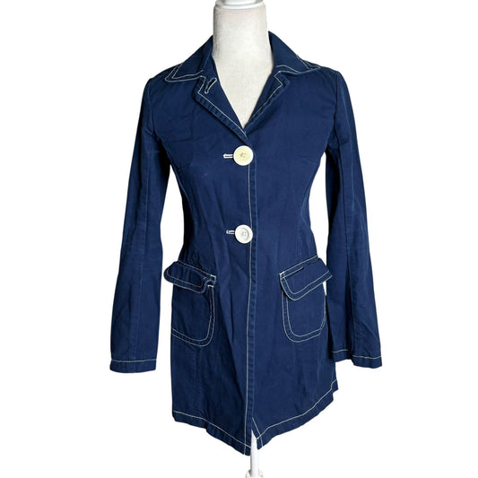 Libertine For Target Jacket Size XS Navy Blue Cotton Buttons Pockets Unlined