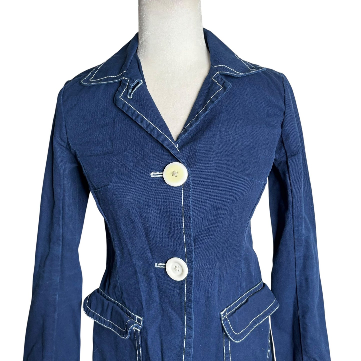 Libertine For Target Jacket Size XS Navy Blue Cotton Buttons Pockets Unlined