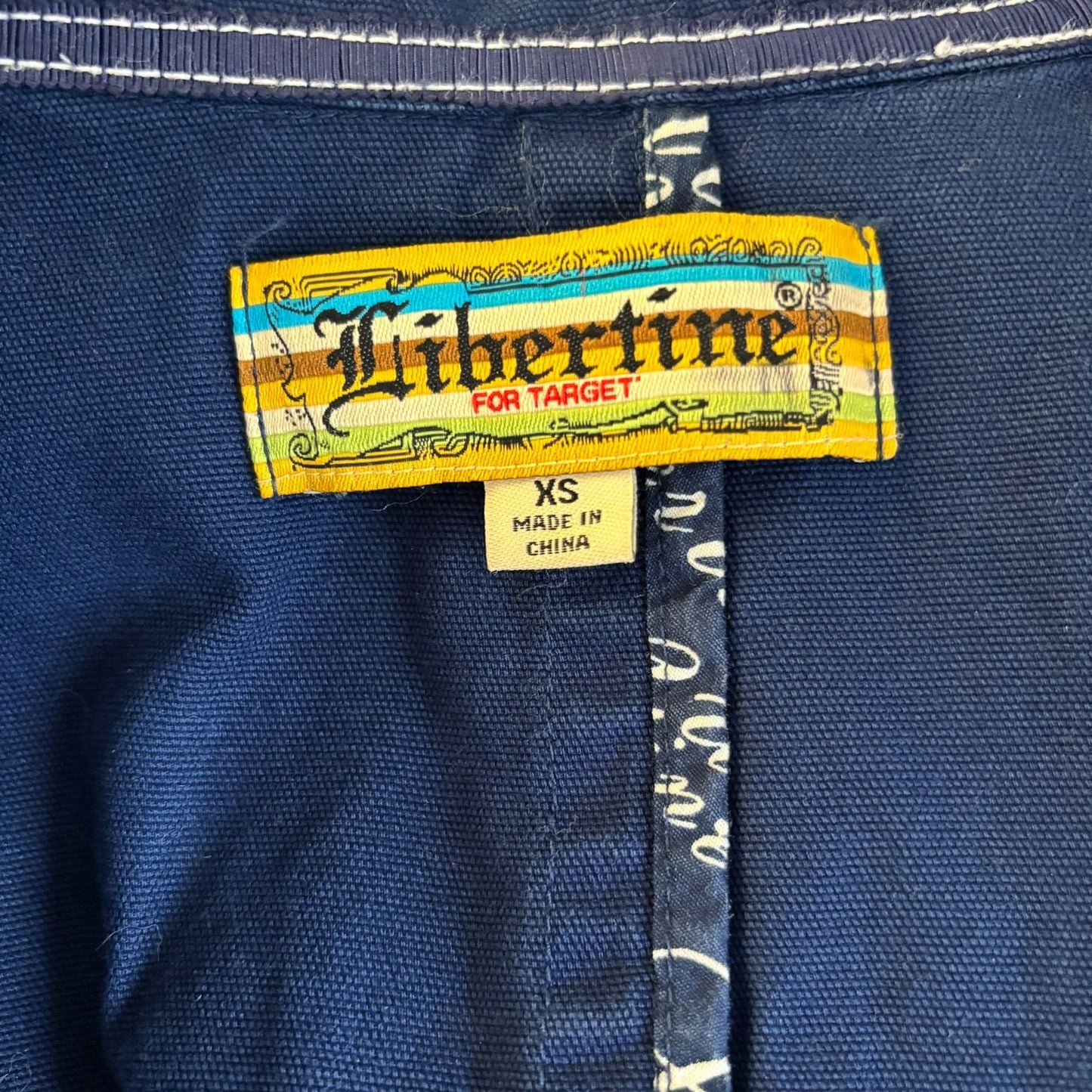 Libertine For Target Jacket Size XS Navy Blue Cotton Buttons Pockets Unlined