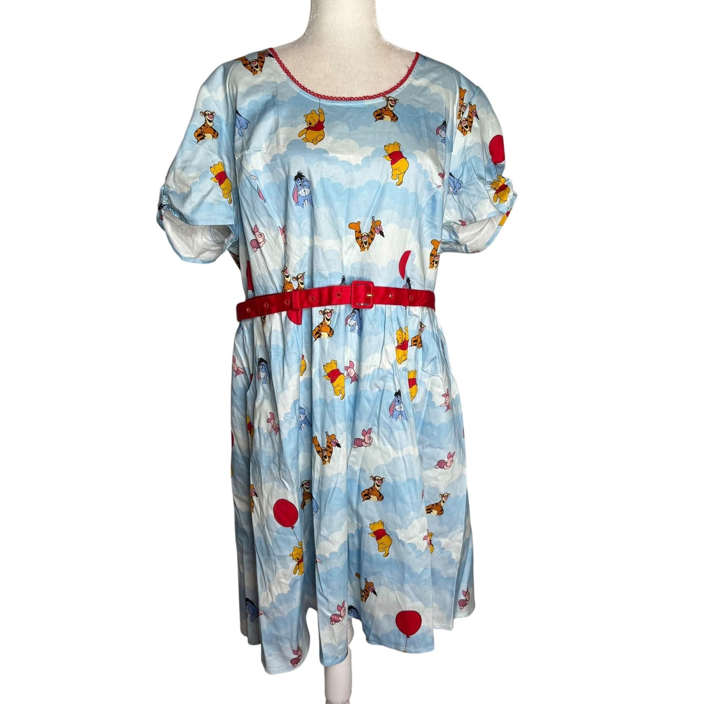 Disney Winnie The Pooh Loungefly Stitch Shoppe Dress Size 3XL Blue Belted Zipper