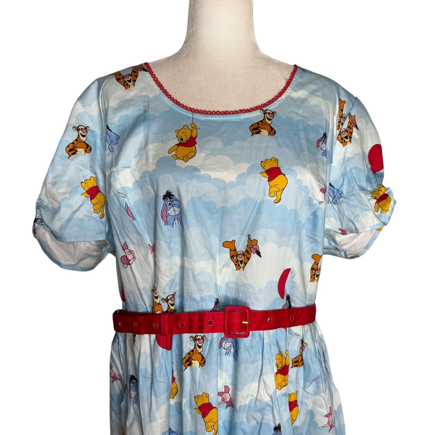 Disney Winnie The Pooh Loungefly Stitch Shoppe Dress Size 3XL Blue Belted Zipper