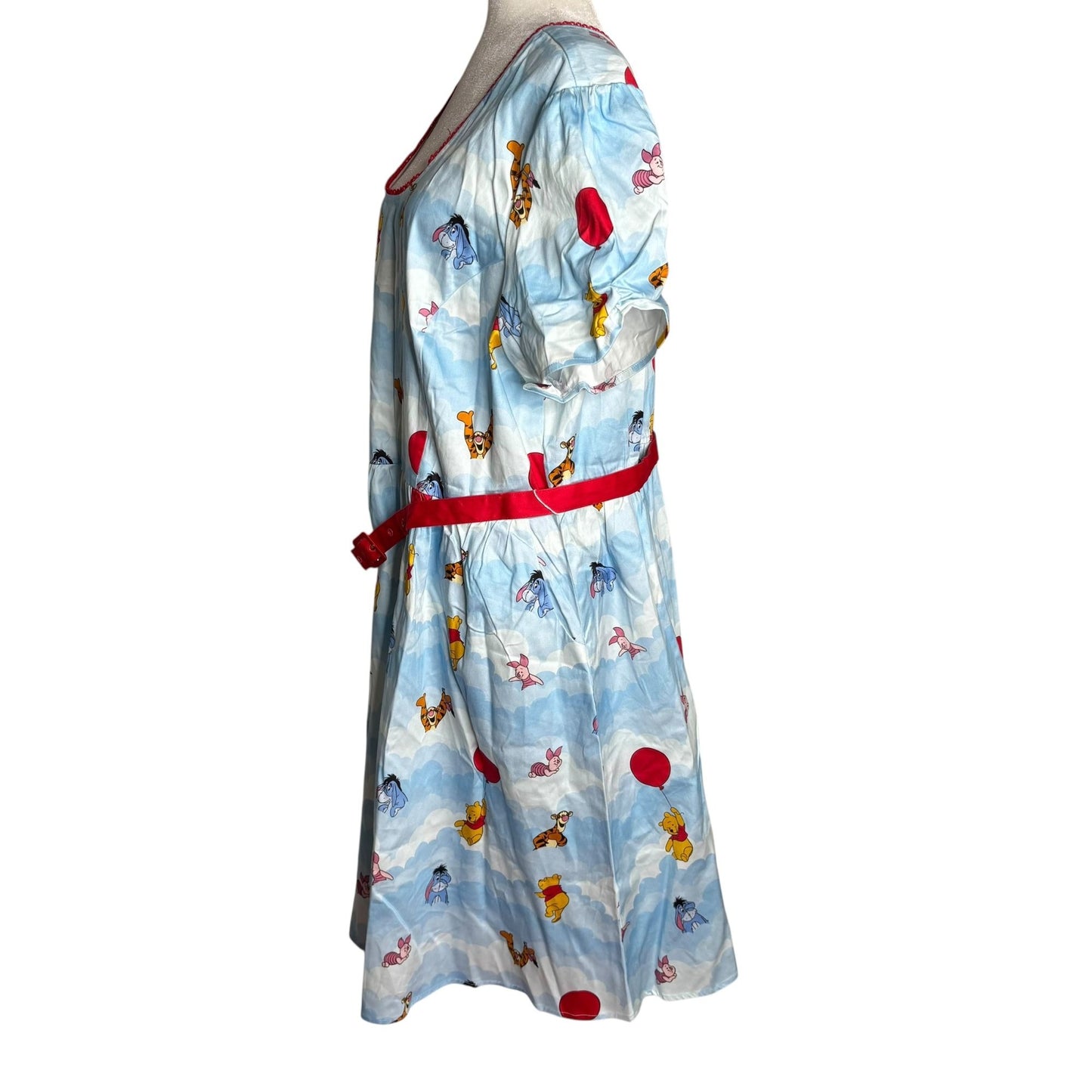Disney Winnie The Pooh Loungefly Stitch Shoppe Dress Size 3XL Blue Belted Zipper