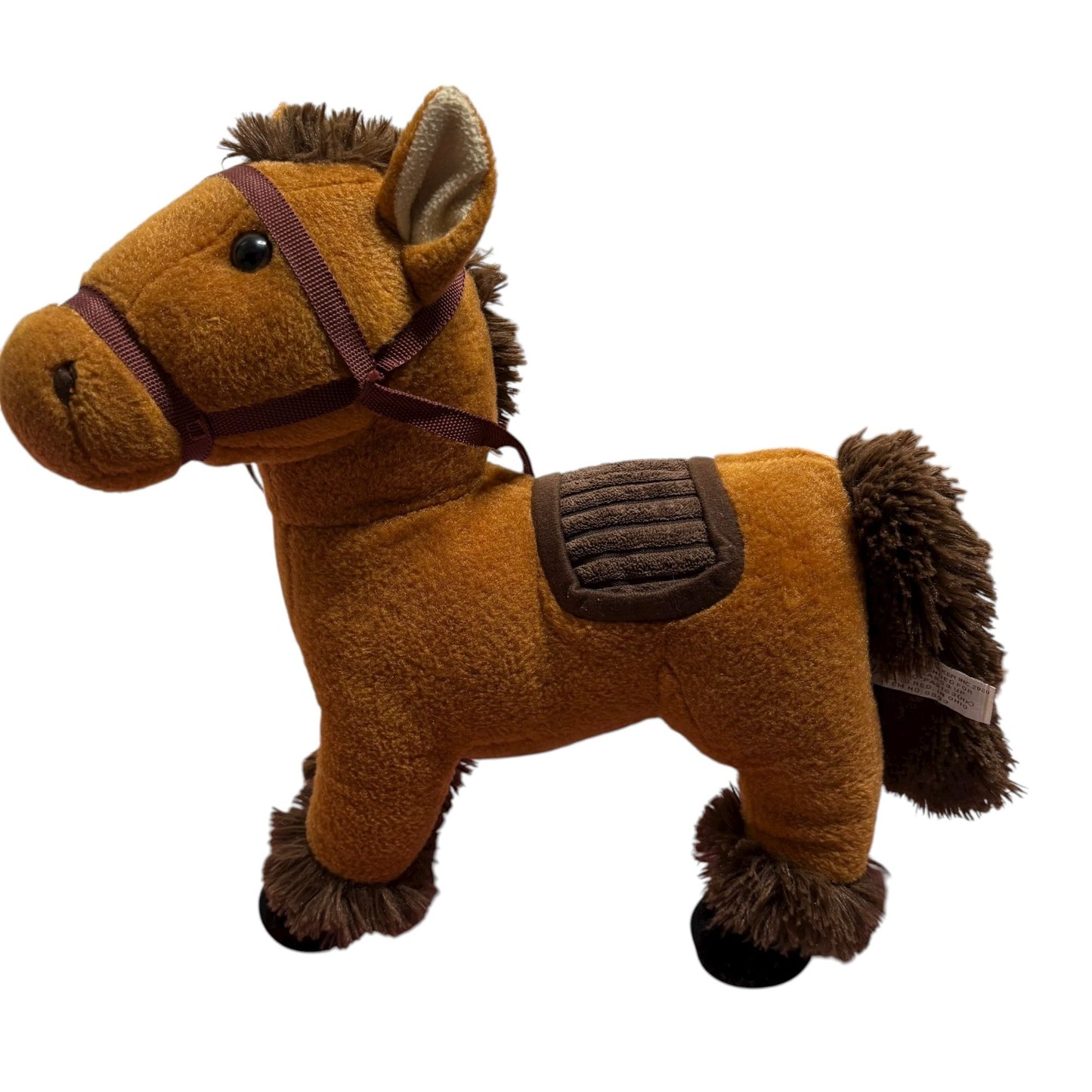 Vintage Plush Horse Toy Saddle Bridle Brown Tested Sound Works Battery Operated