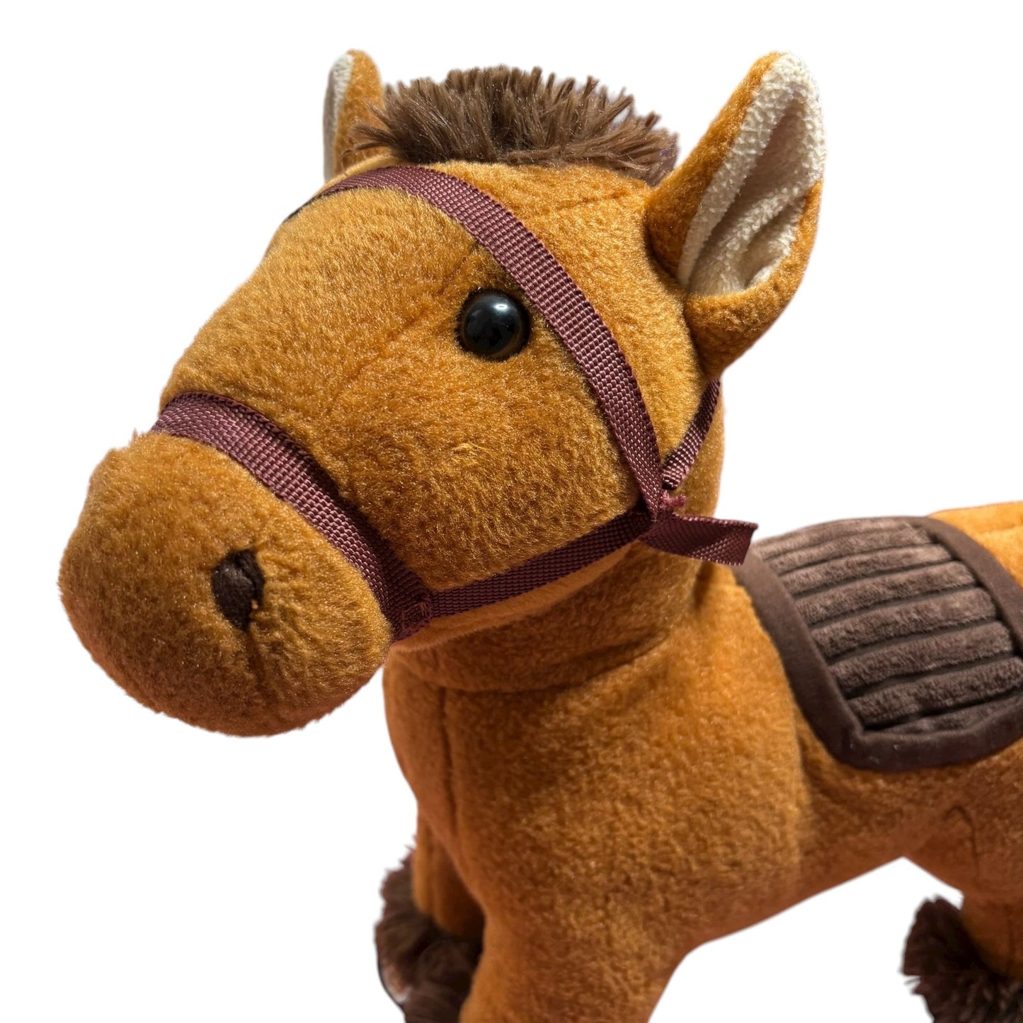 Vintage Plush Horse Toy Saddle Bridle Brown Tested Sound Works Battery Operated