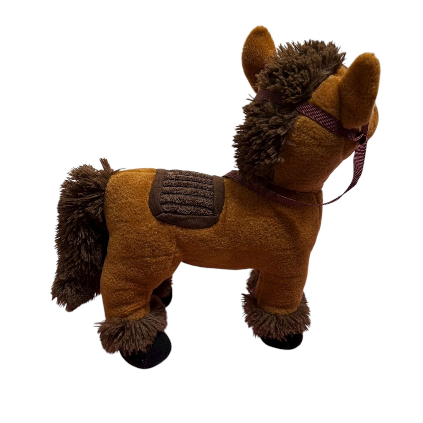 Vintage Plush Horse Toy Saddle Bridle Brown Tested Sound Works Battery Operated