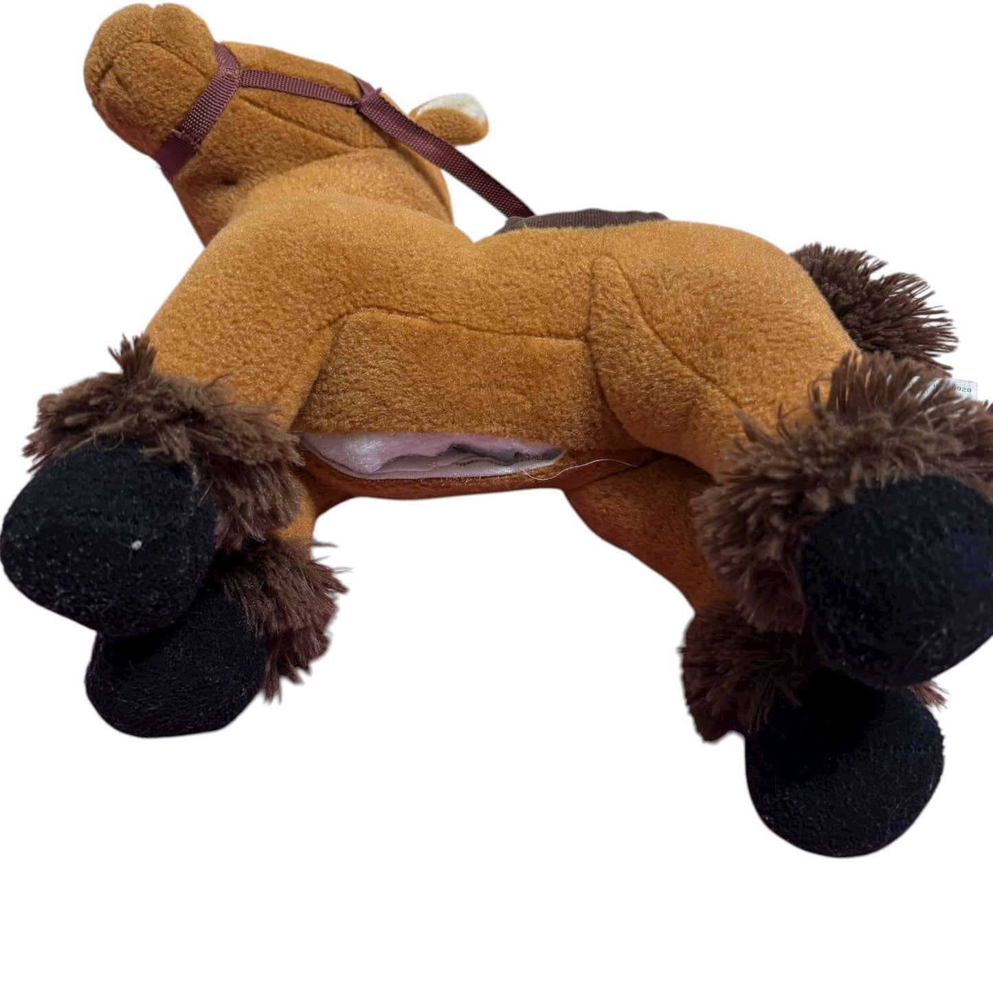Vintage Plush Horse Toy Saddle Bridle Brown Tested Sound Works Battery Operated