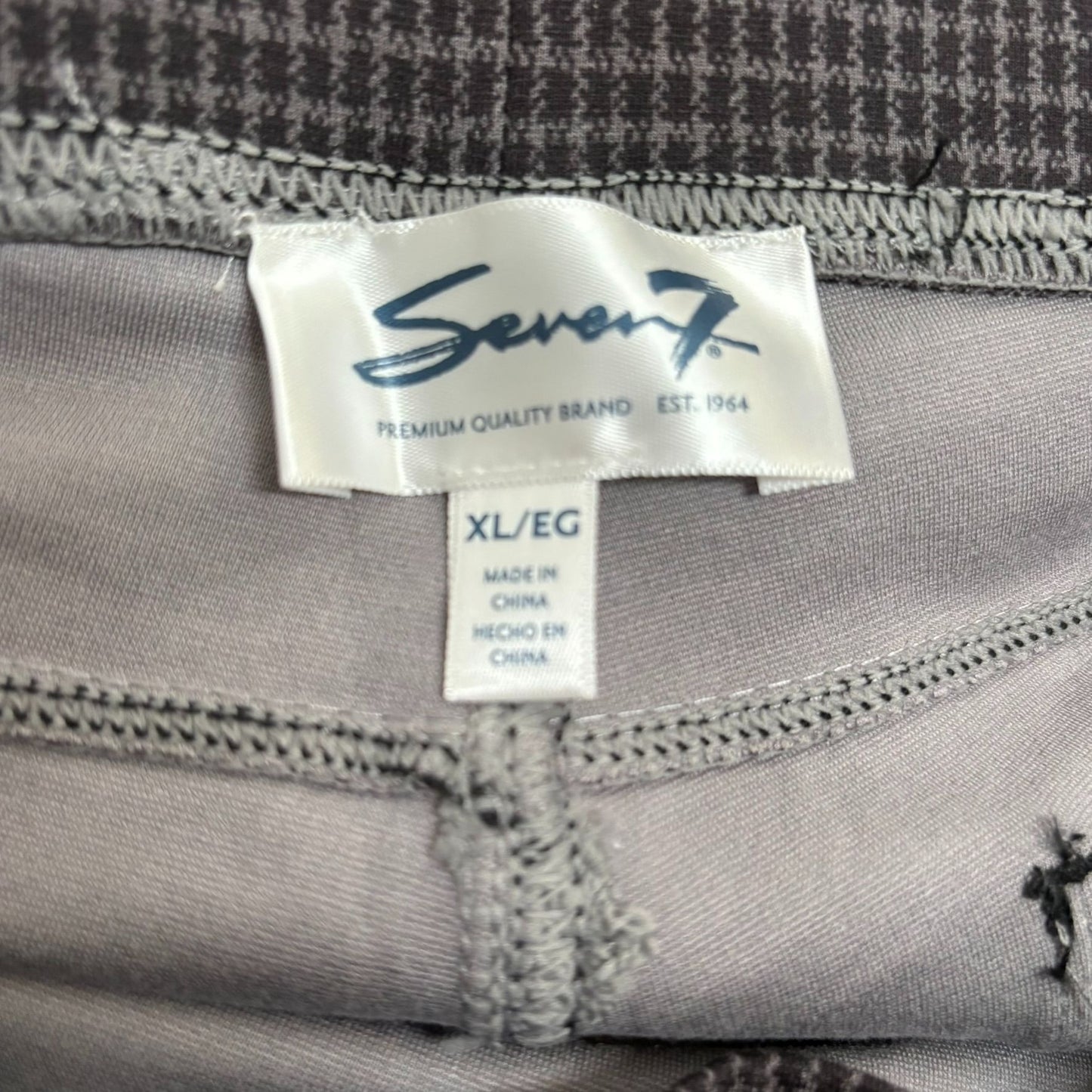 Seven7 Pull On Leggings Ponte Pant XL Gray Houndstooth Stretch Rayon Blend
