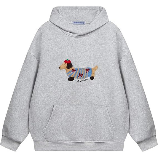 Aelfric Eden Weiner Dog Hoodie Hooded Sweatshirt Size Medium Grey Dachshund
