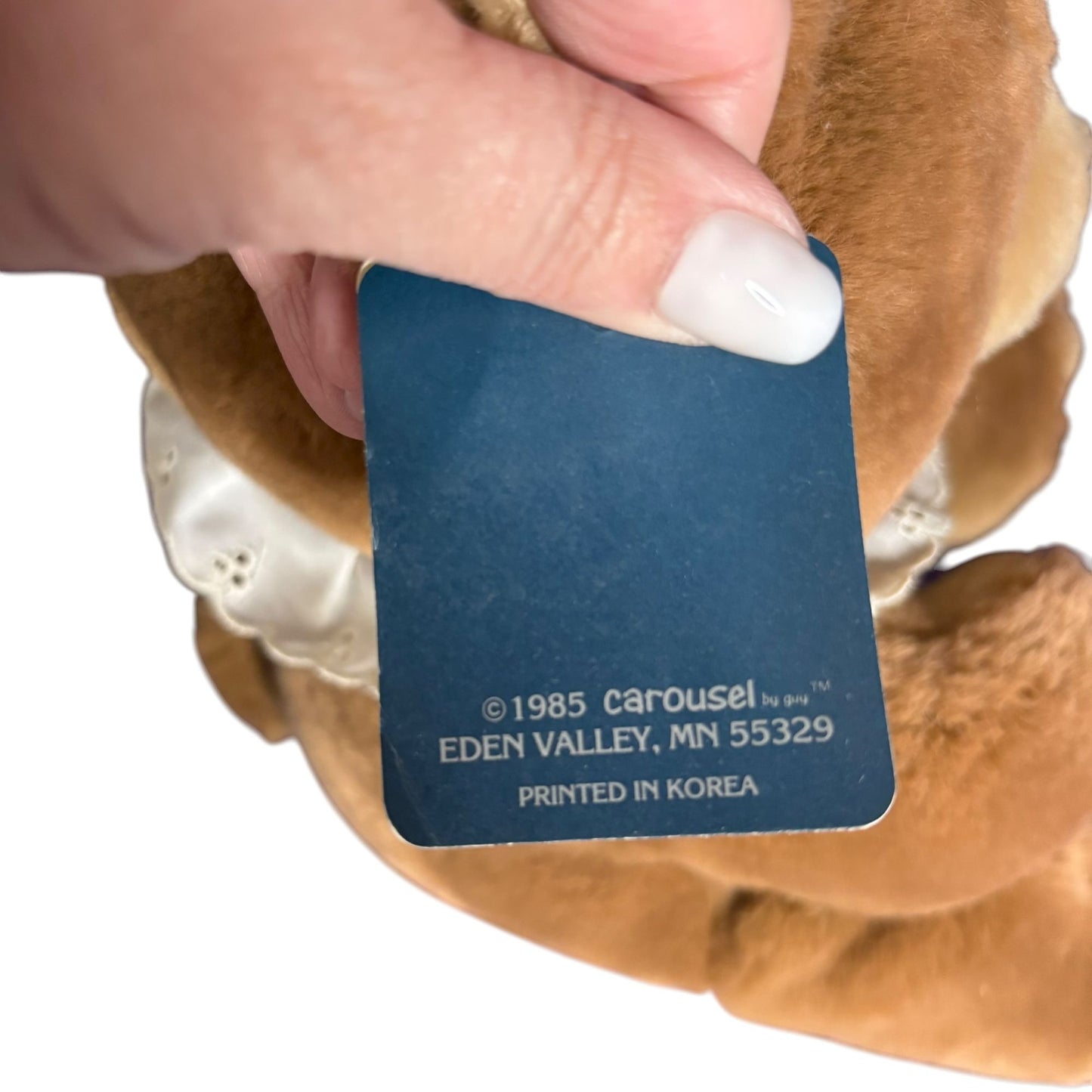 Vintage Carousel Mikki Bear Plush 1985 Brown Stuffed Animal 12" Surface Washable