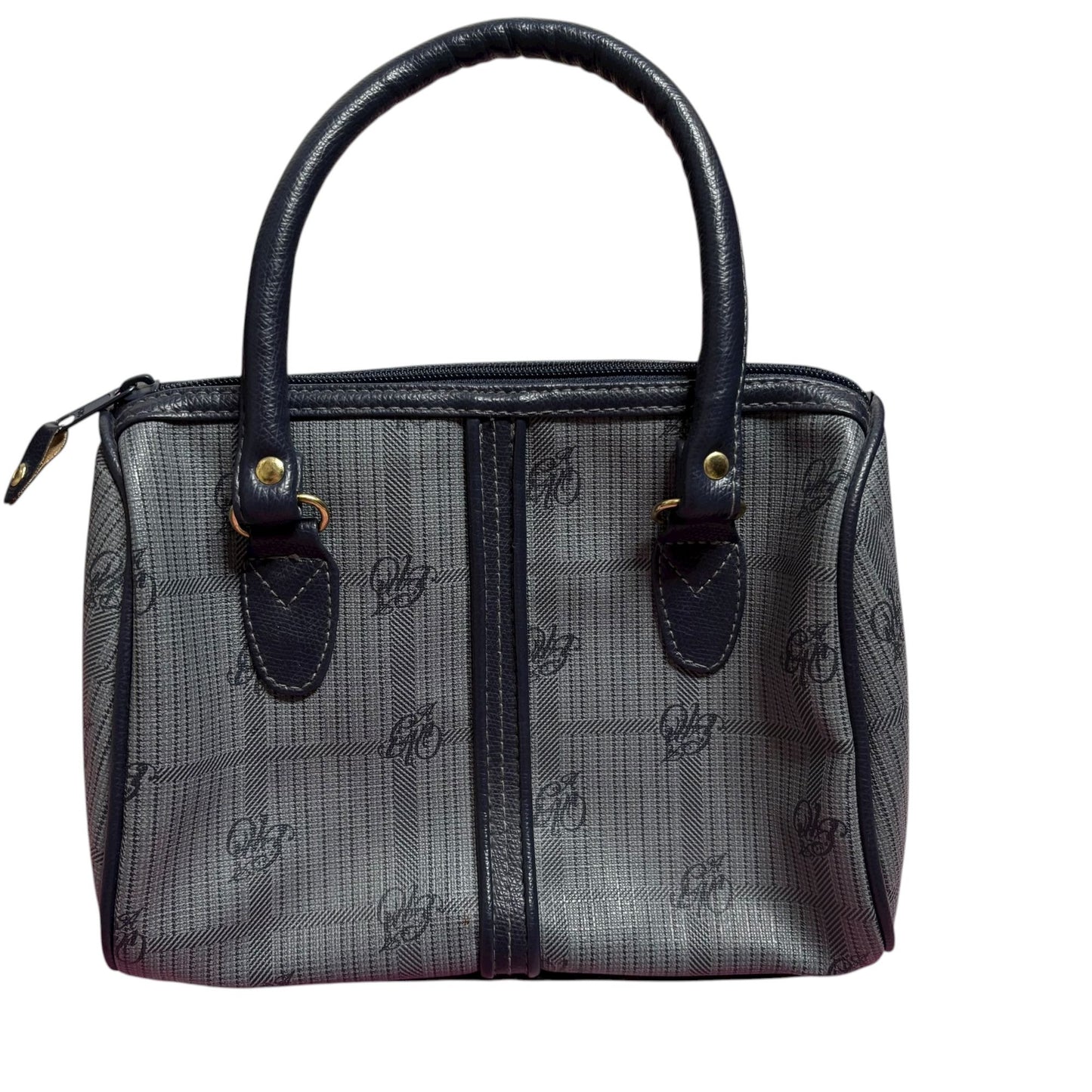 Vintage GITANO Handbag Purse Small Navy Blue Logo Dual Handles Zipper Closure