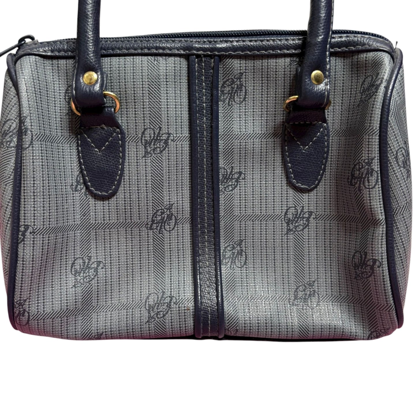 Vintage GITANO Handbag Purse Small Navy Blue Logo Dual Handles Zipper Closure