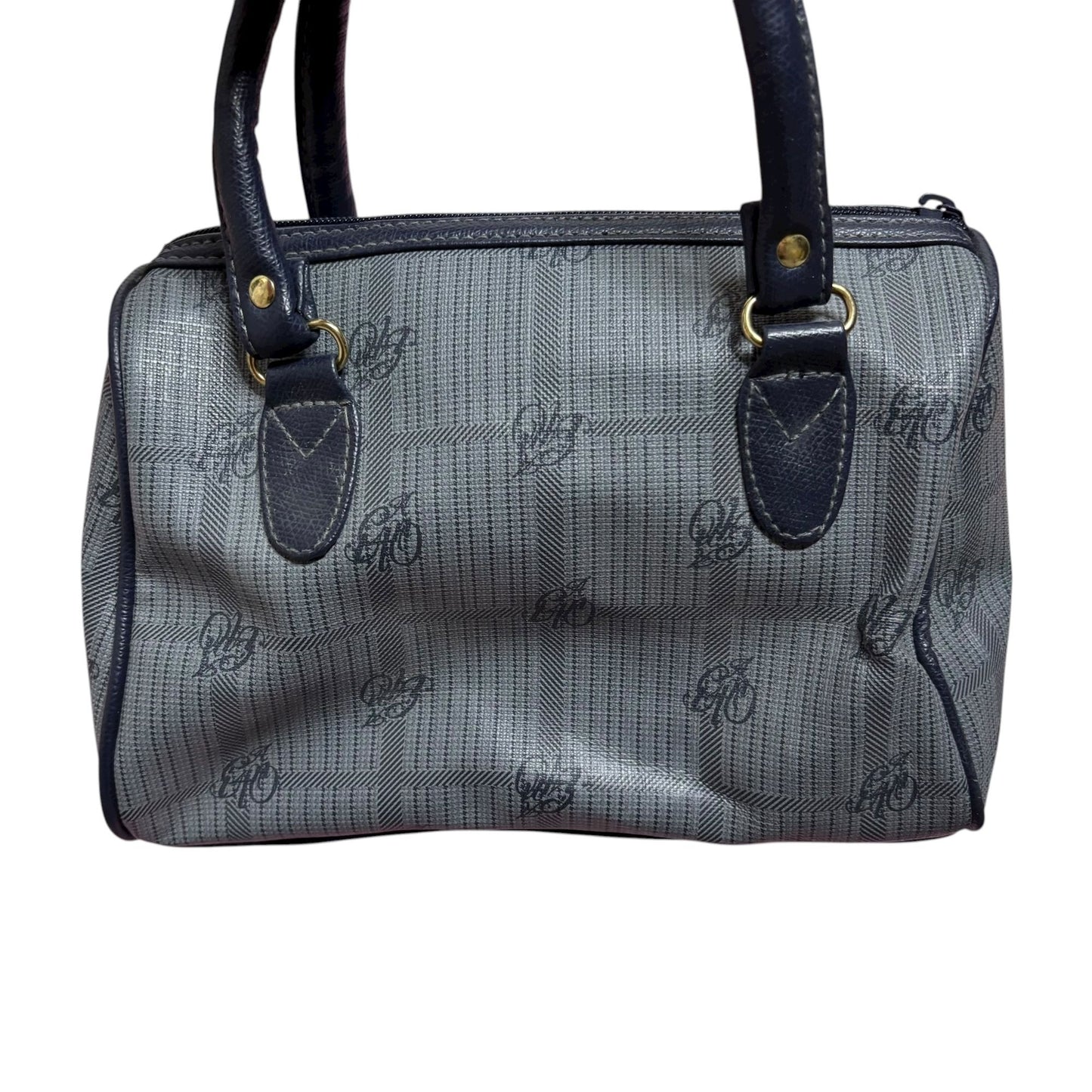 Vintage GITANO Handbag Purse Small Navy Blue Logo Dual Handles Zipper Closure