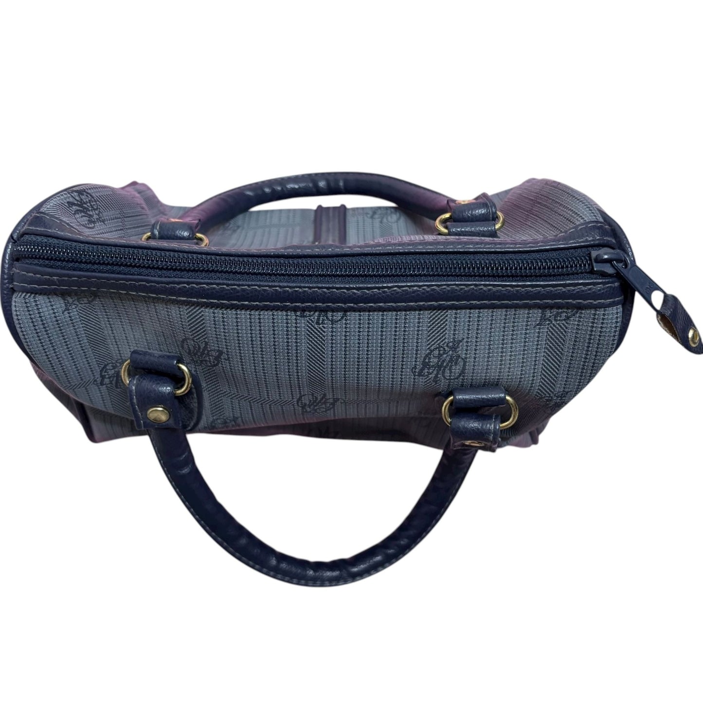 Vintage GITANO Handbag Purse Small Navy Blue Logo Dual Handles Zipper Closure