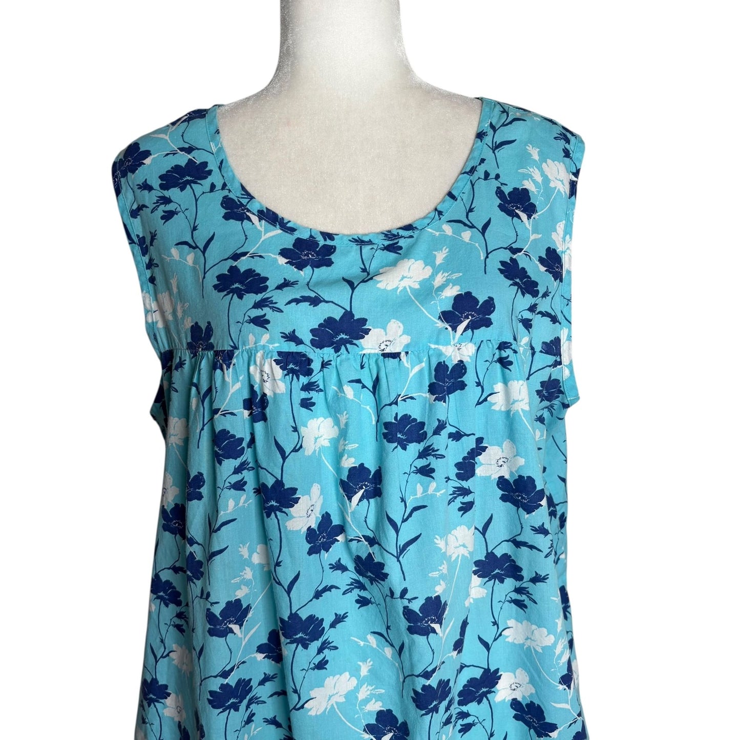 Anthony Richards Sleeveless Floral MuuMuu 2X Blue Cotton House Dress Pockets