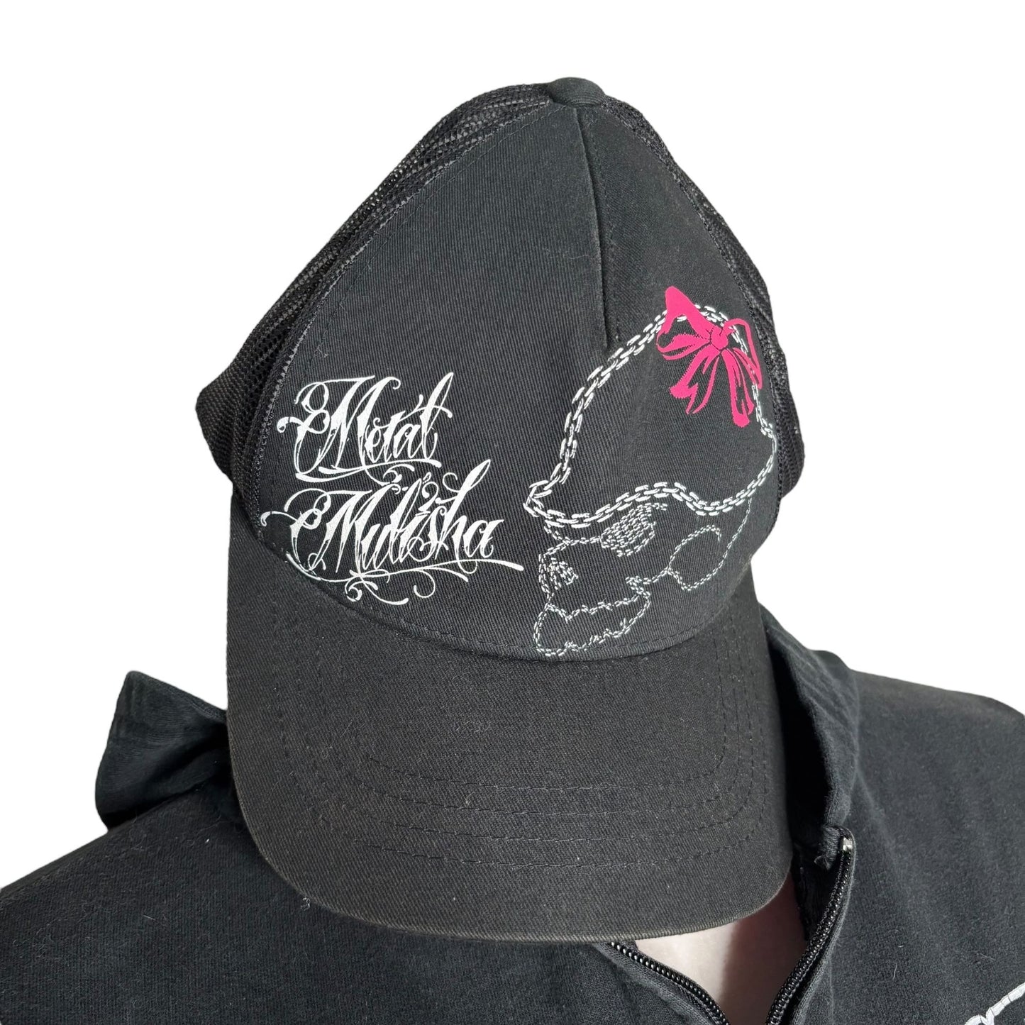 Metal Mulisha Womens Black Graphic Hoodie Trucker Hat Set Skull Design Medium