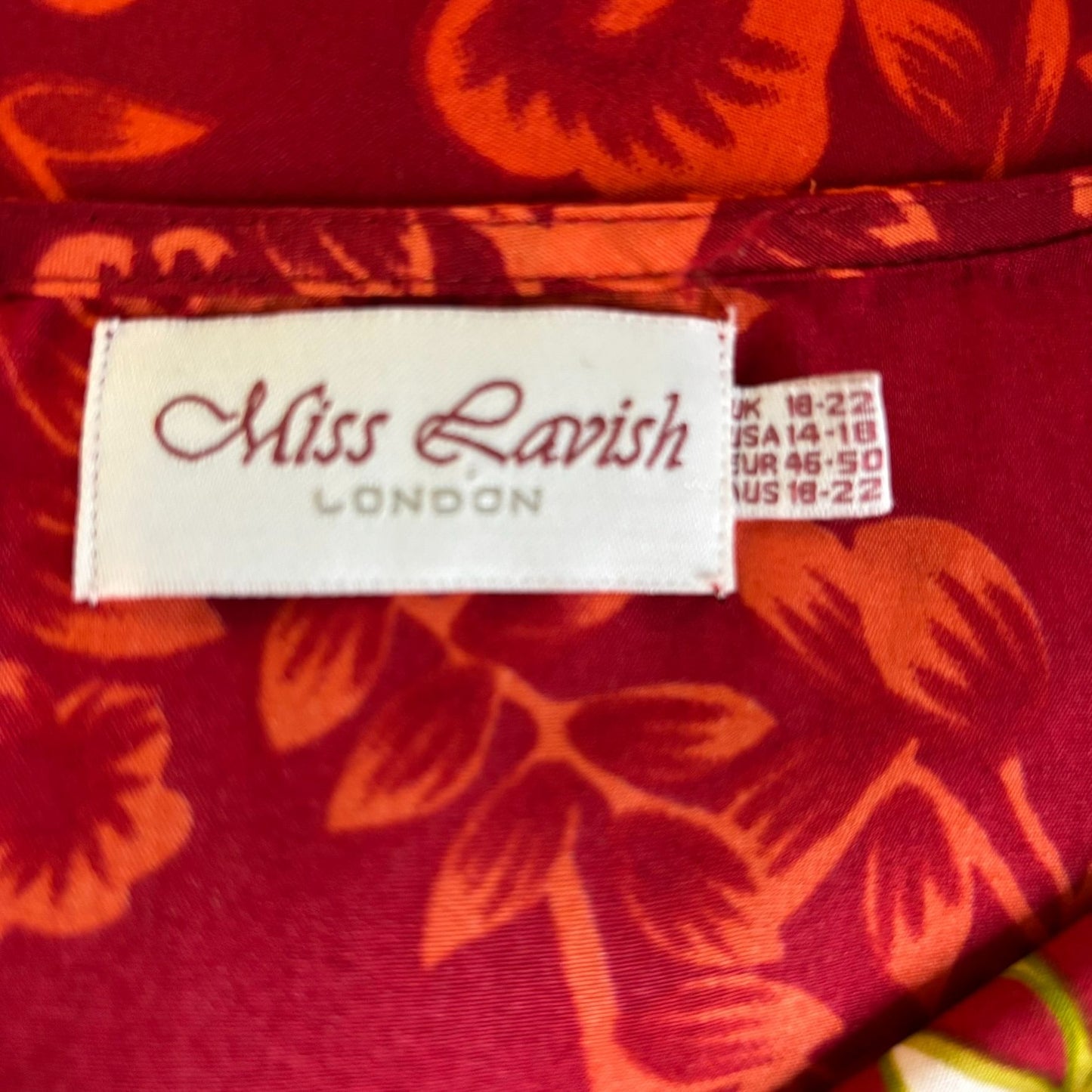 Miss Lavish London Floral Kaftan Maxi Dress One Size Red Pockets V Neck Resort