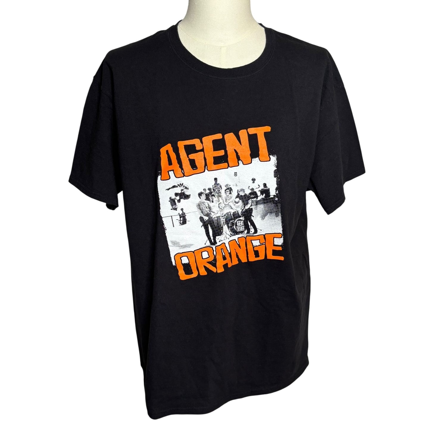 Agent Orange Band Graphic T-Shirt Punk Rock XL Black Crewneck Short Sleeve Tee