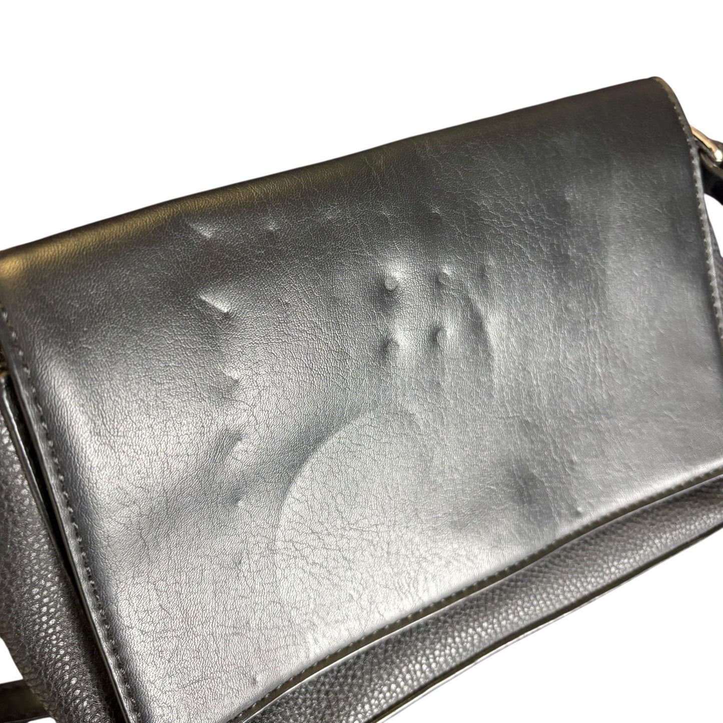 Nine West Black Crossbody Bag Faux Leather Studded Front Flap Large Pockets