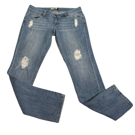 Vintage Anchor Blue Low Rise Distressed Jeans Size 9 Ankle Straight Leg Denim