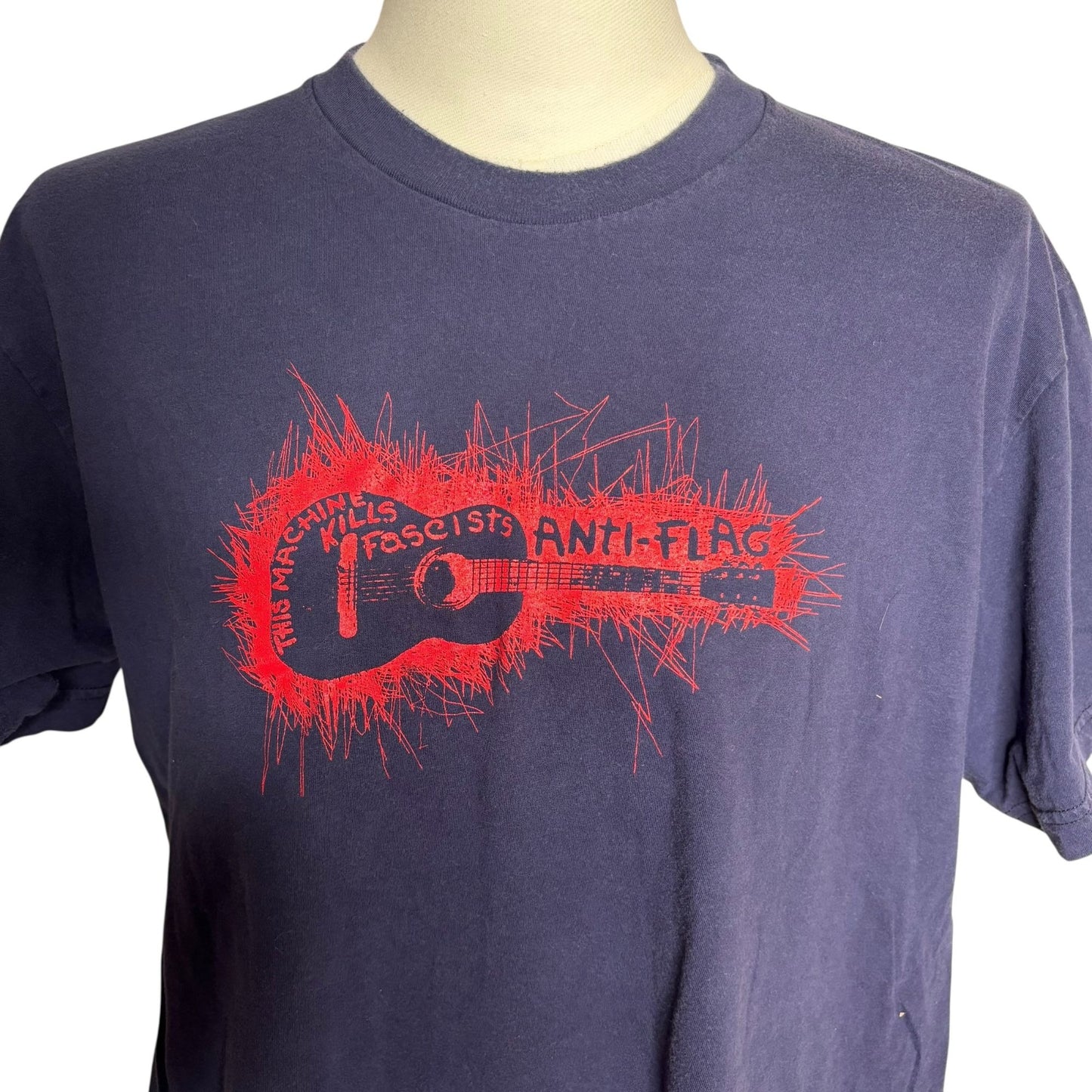 Anti Flag Graphic Band TShirt  XL Navy Blue Guitar Punk Rock Made In USA Tee