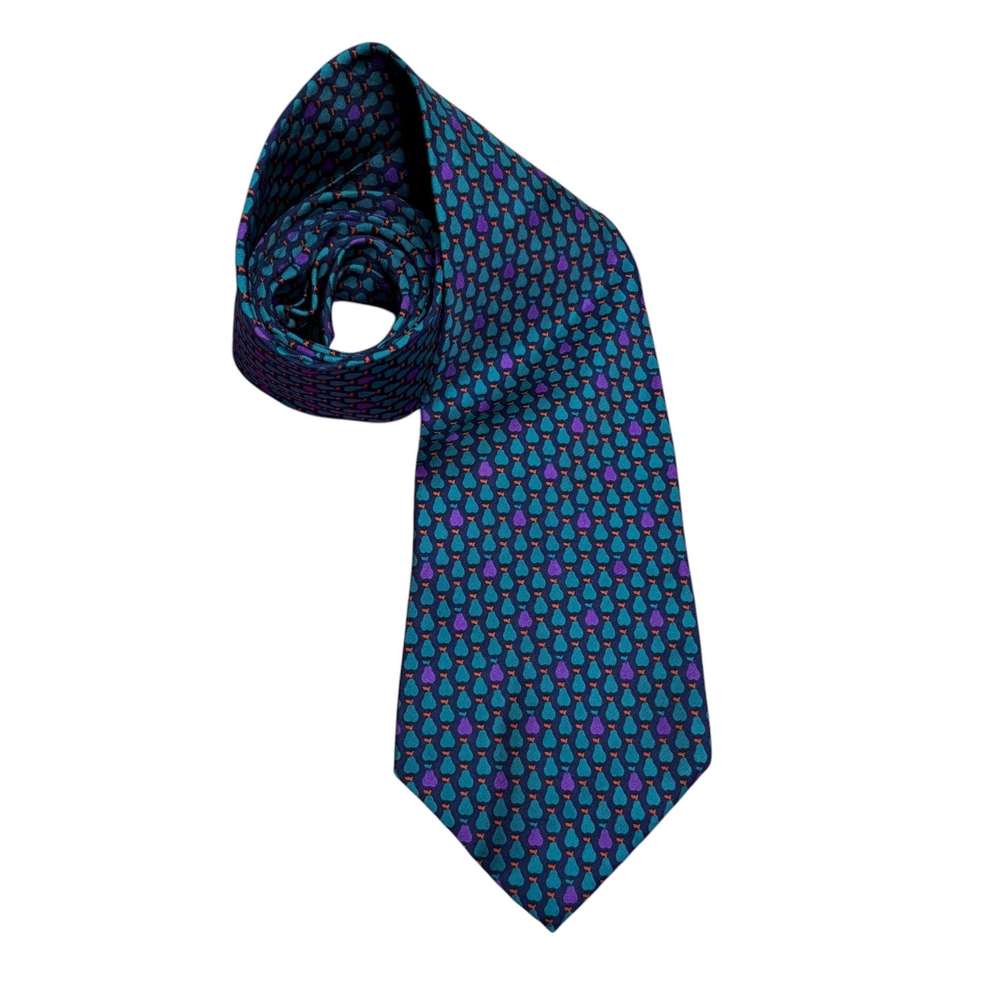 Christian Dior Monsieur Tie All Silk Teardrop Pattern Blue & Purple Made In USA Of Imported Fabric