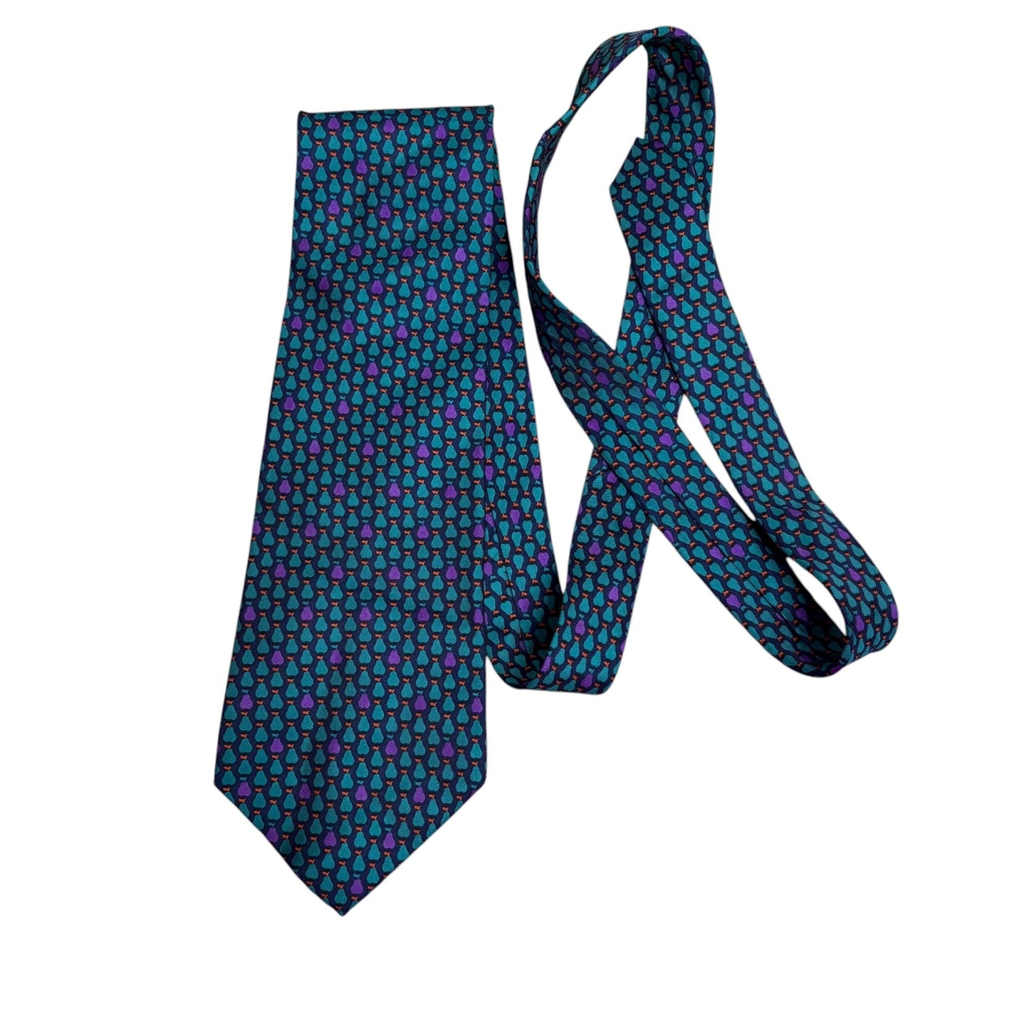 Christian Dior Monsieur Tie All Silk Teardrop Pattern Blue & Purple Made In USA Of Imported Fabric