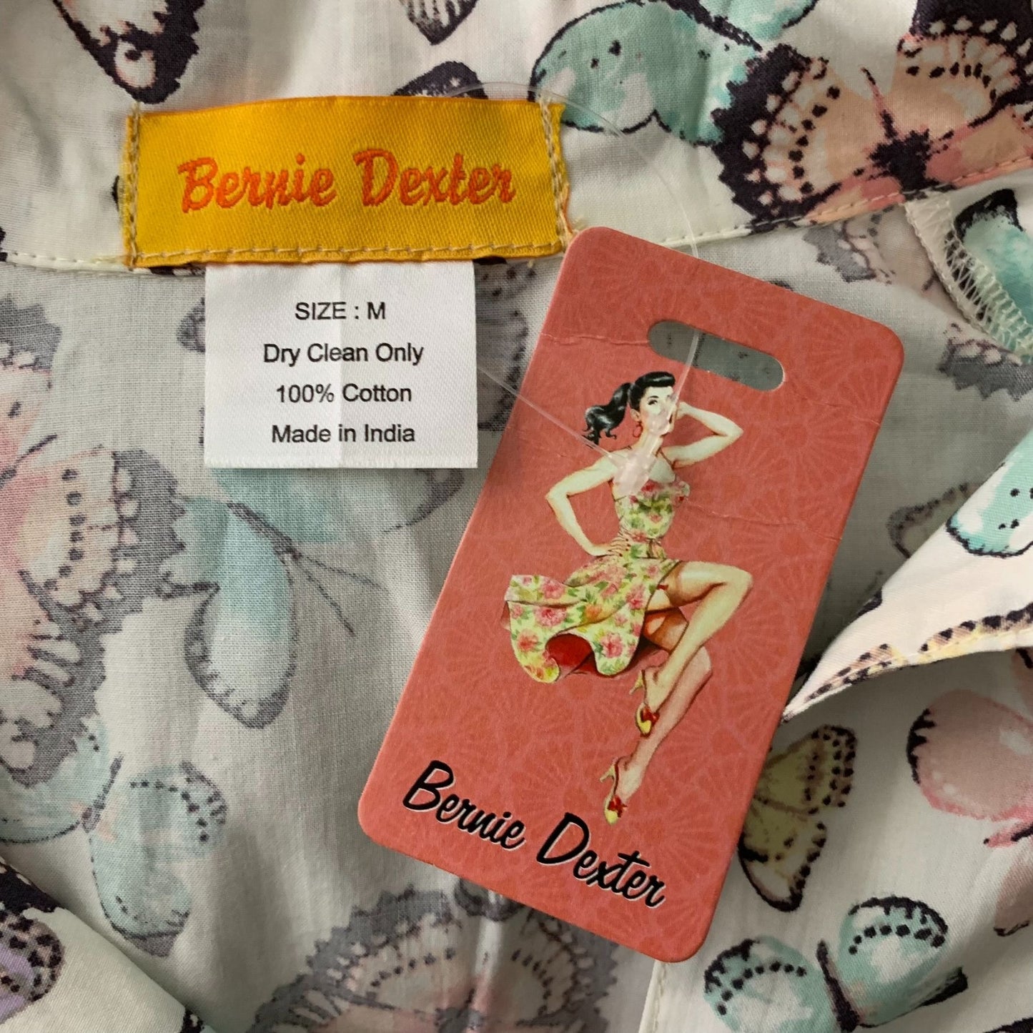 Bernie Dexter Rockabilly Drive in Dress M White Butterflies Zip Pockets NEW