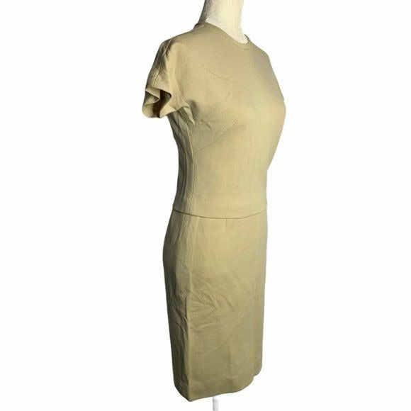 Vintage 50s Beige Knit Wool Skirt & Top Set