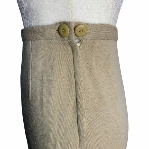 Vintage 50s Beige Knit Wool Skirt & Top Set