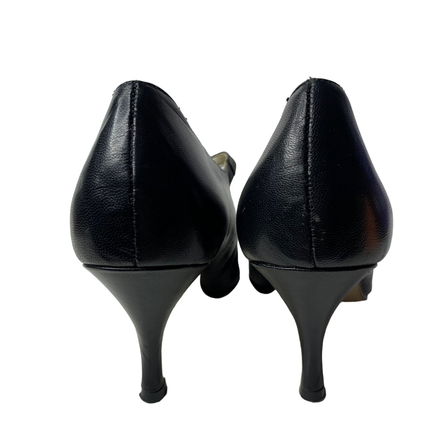 Candid Statements Mary Jane Pumps 9.5m Black Almond Toe Button Strap High Heels