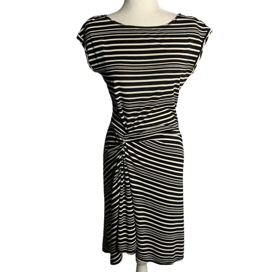 Max Studio Striped Knot Front Dress S Black White Knee Length Dolman Sleeves