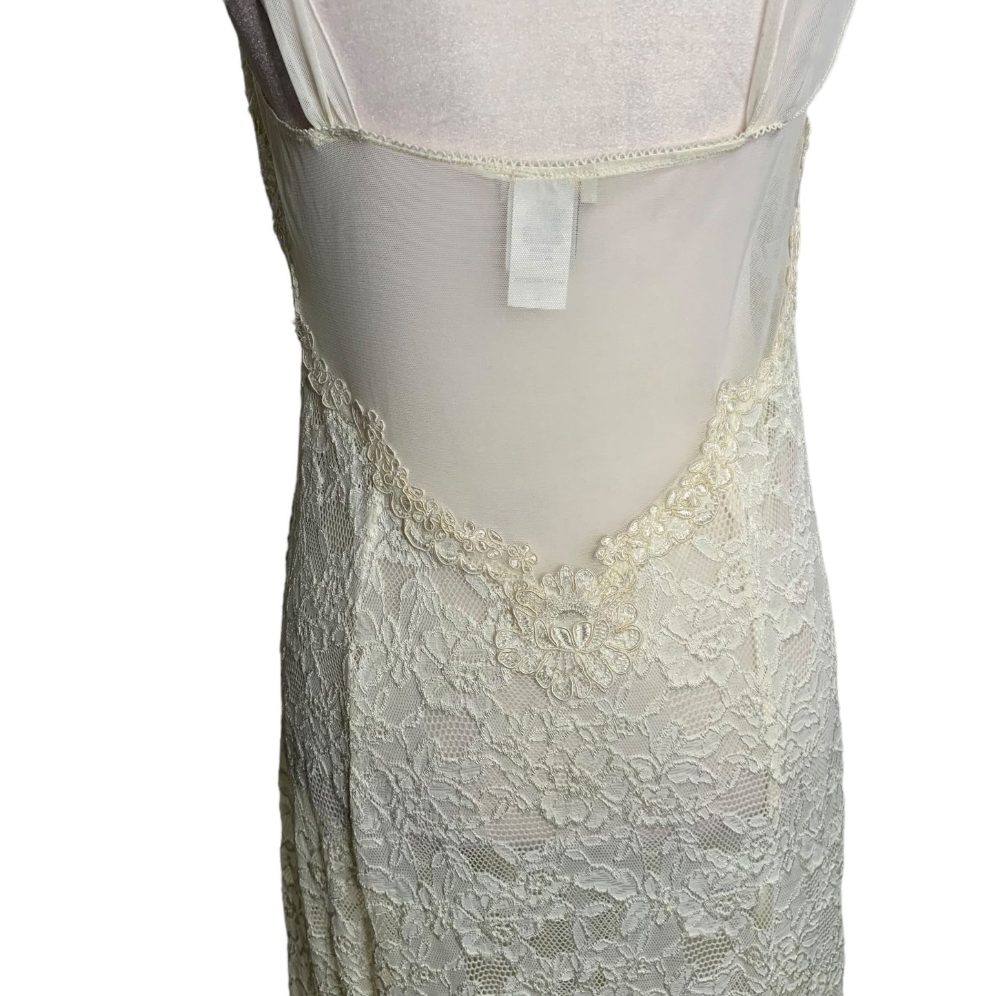 Vintage 80s Neiman Marcus Jonquil by Diane Samandi Bridal Nightgown L Cream Lace