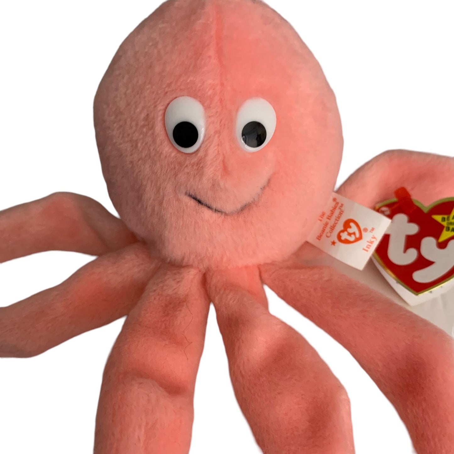 Inky the Octopus Retired TY Beanie Baby 1994 PVC Pellets Excellent Cond Pink