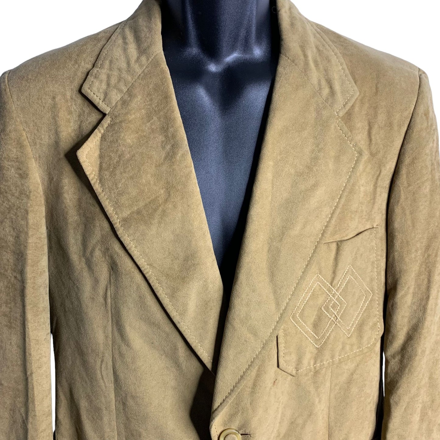 Vintage 60s Microsuede Blazer Sport Coat M Brown Buttons Pocket Lined Union Made