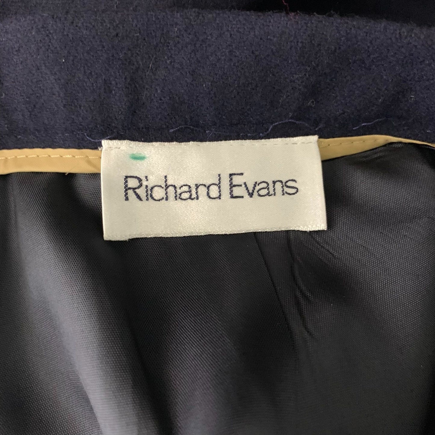 Vintage Richard Evans Pencil Skirt S Navy Blue Wool Blend Lined Button Zip