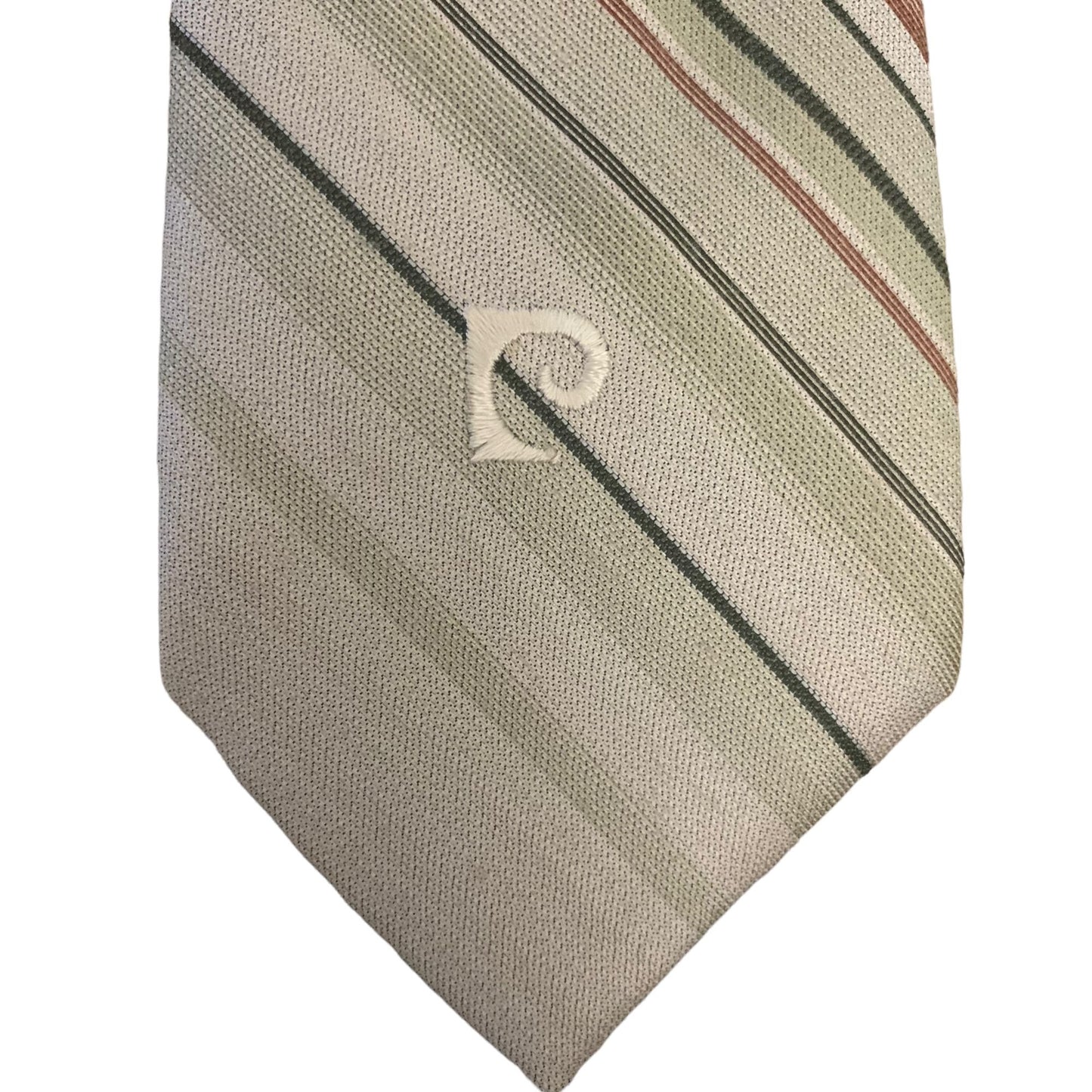 Vintage 70s Pierre Cardin Tie Tan Striped 3.5 in Necktie Imported Polyester