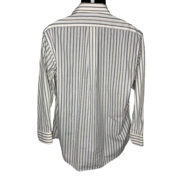 Vintage Kuppenheimer Button Up Dress Shirt XL White Striped Long Sleeve Cotton