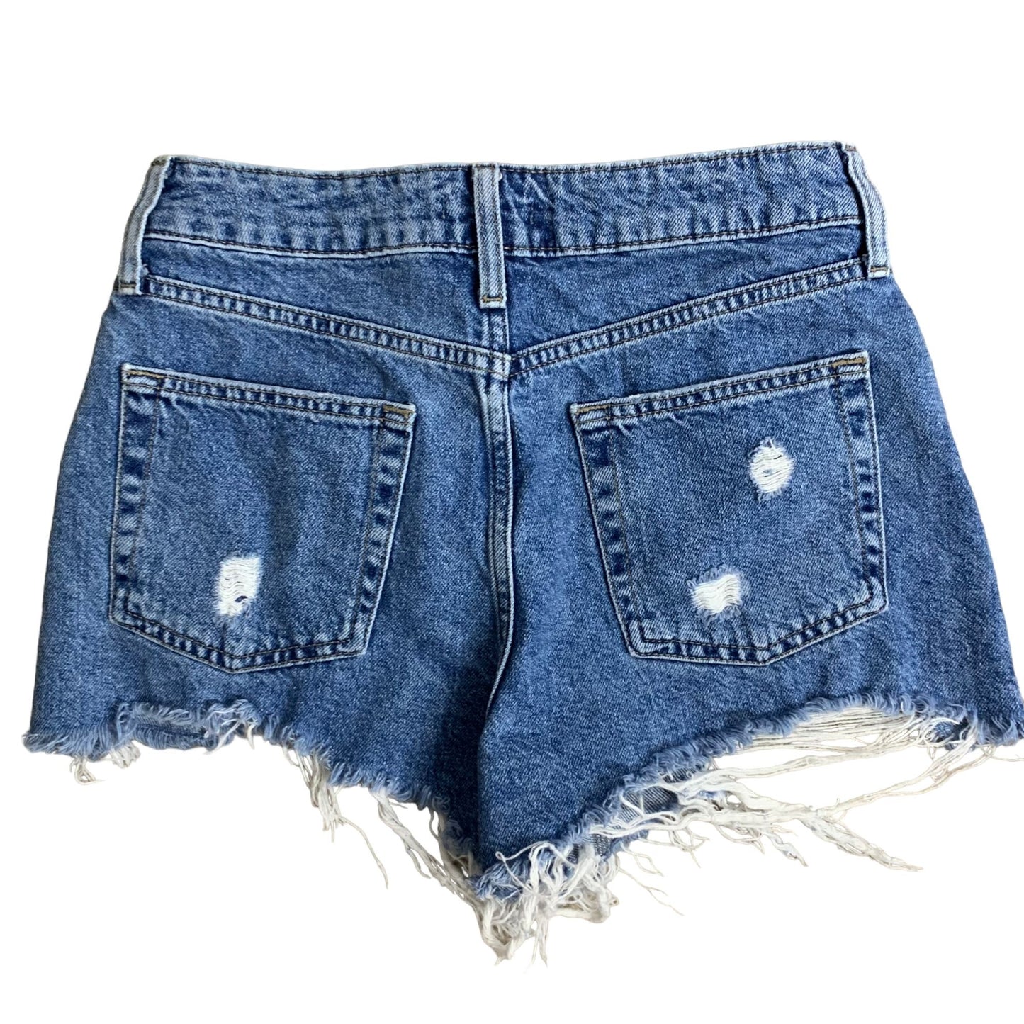 Forever 21 Destroyed Cut Off Denim Shorts 26 Med Wash High Rise Distressed