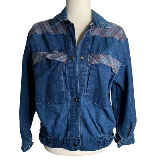 Vintage 90s Pacific Express Denim Jacket M Blue Snap Front Pockets Long Sleeve