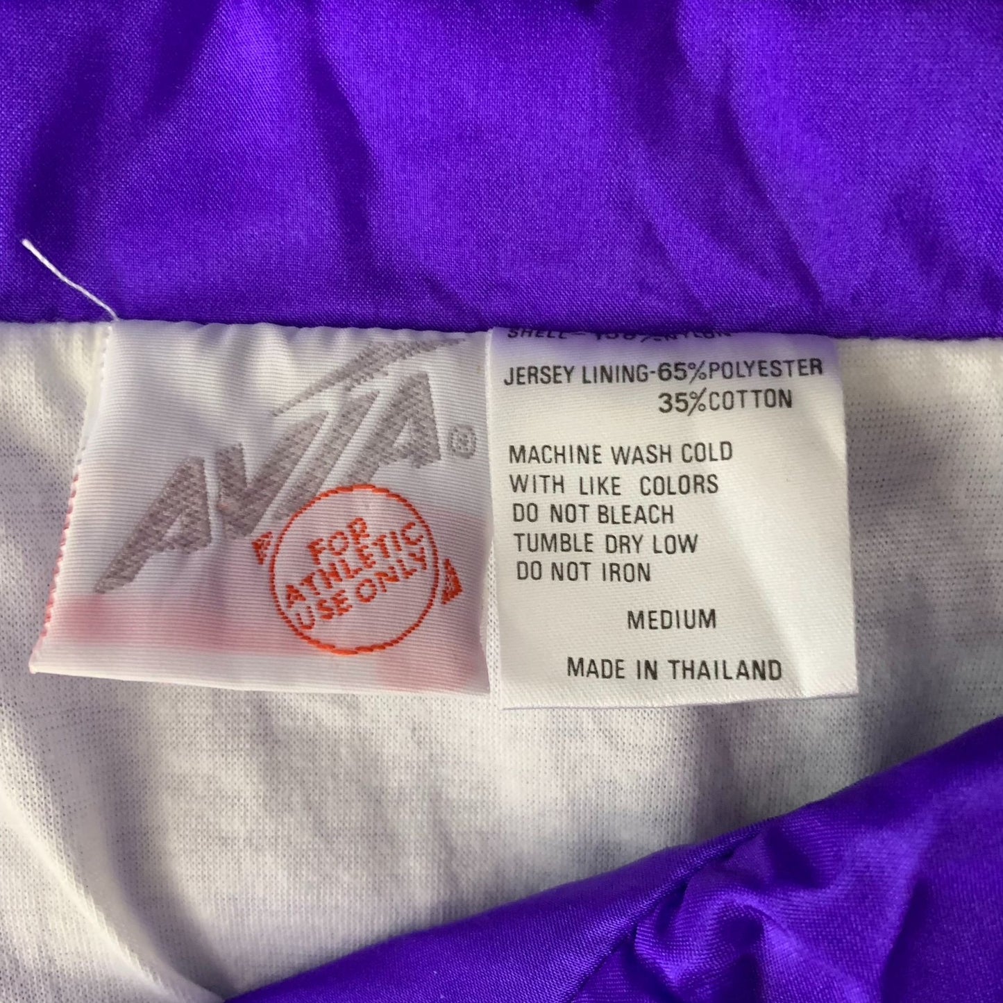 Vintage 90s Avia Windbreaker Jacket M Purple Lined Full Zip Pockets Elastic