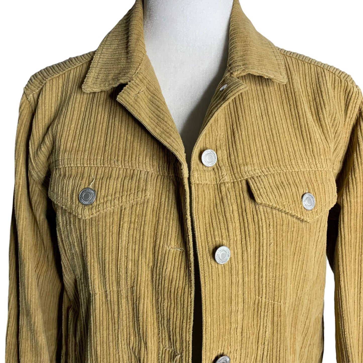 Sky & Sparrow Button Up Corduroy Jacket S Tan Long Sleeves Pockets Collared