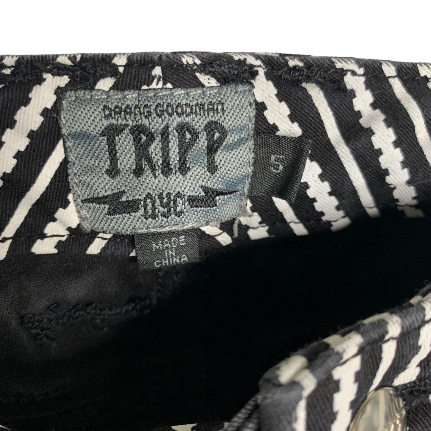 Vintage 90s TRIPP NYC Capri Cut Off Pants 5 Black White Stripe Pockets Goth Rave