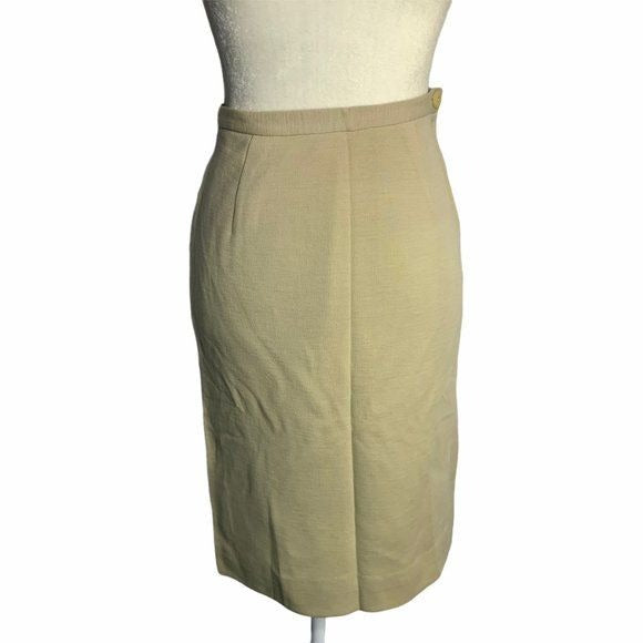 Vintage 50s Beige Knit Wool Skirt & Top Set