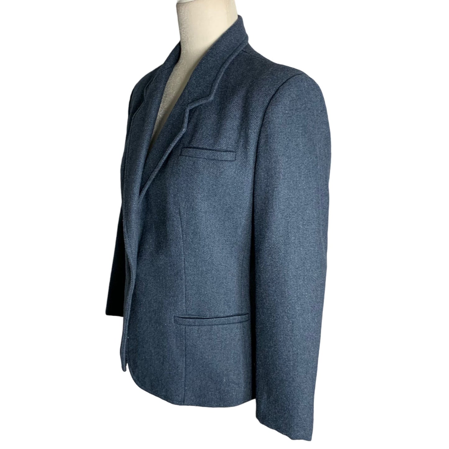 Vintage 90s Jonathan Logan Wool Blend Blazer S Blue One Button Lined Pockets