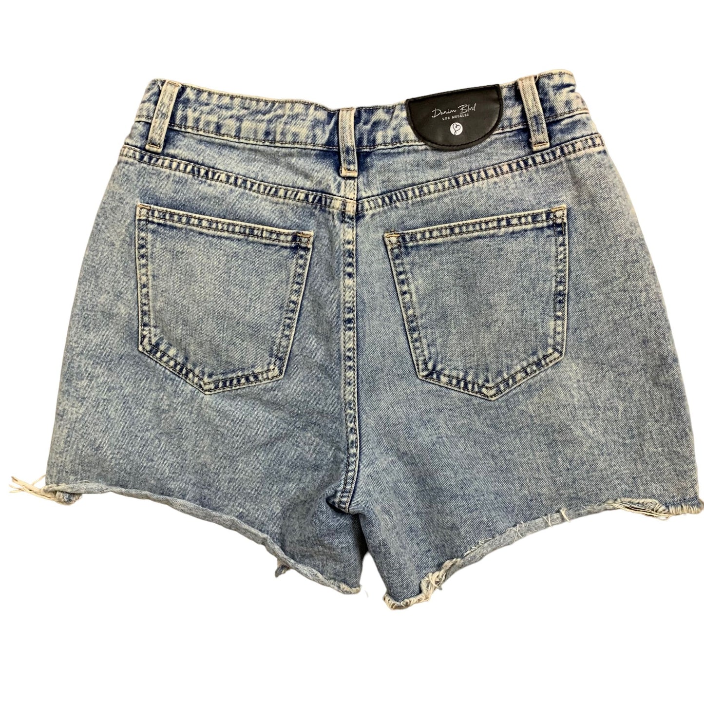 Denim Blvd Mid Rise Destroyed Shorts S Med Wash Jean 5 Pocket Cut Off Button Zip