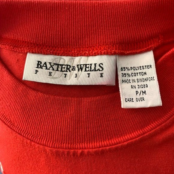 Vintage 90s Baxter & Wells Embroidered T Shirt M Red Stars Short Sleeves