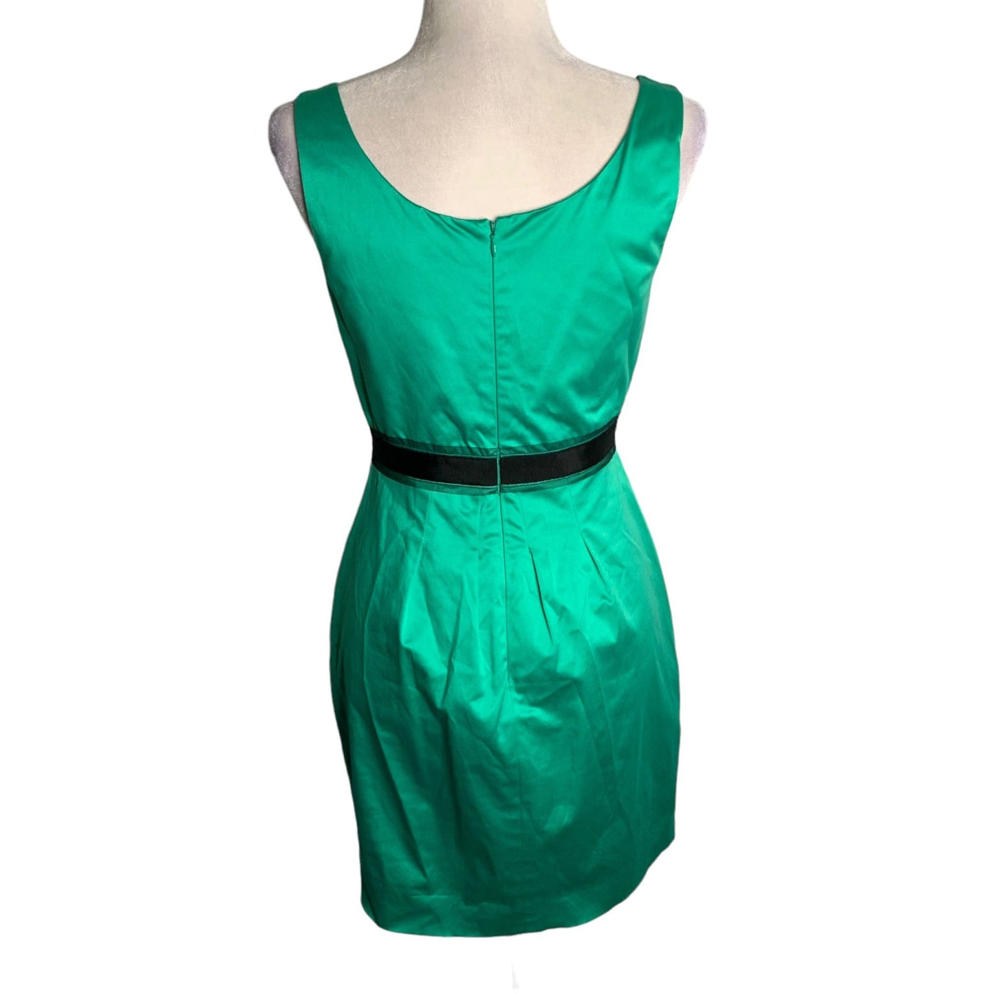 Vintage Y2K BCBG Pleated Sheath Dress 2 Emerald Green Sleeveless Lined Zip