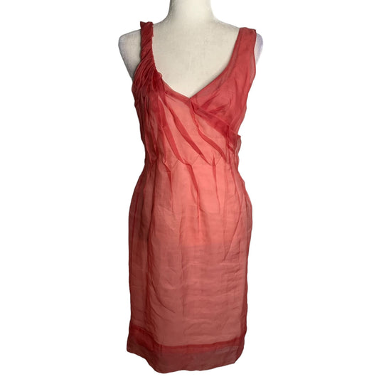 BCBGMAXAZRIA Runway Silk Mini Dress 6 Red Sleeveless Backless Lined Zipper