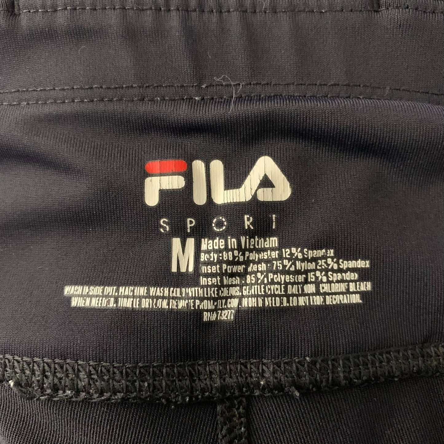 Fila Sport Cropped Athletic Leggings M Black Waist Pocket Power Mesh Mid Rise