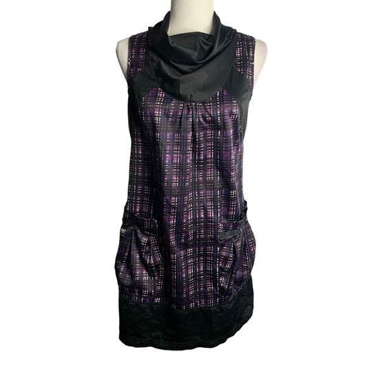 Richard Chai for Target Shift Dress M Black Plaid Cowl Neck Pockets Sleeveless